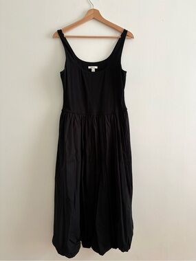 RW&CO. Black Sleeveless Midi Dress with Scoop Neck